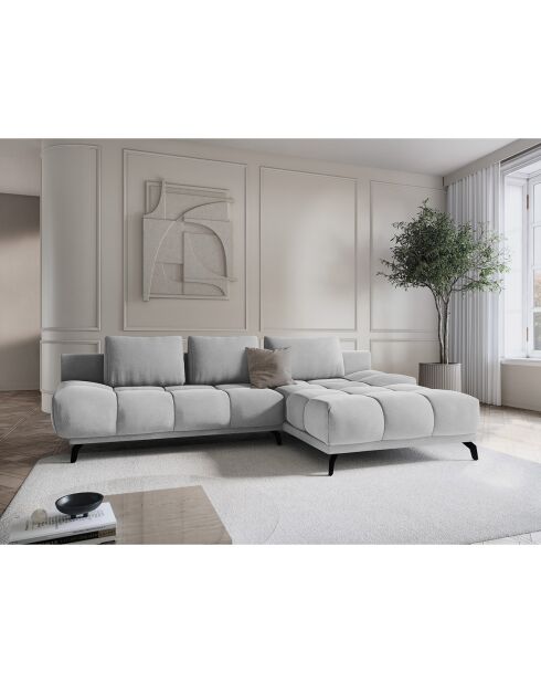 Canapé d'angle Droit Convertible avec Coffre Cirrus 5 Places gris clair - 290x182x90 cm